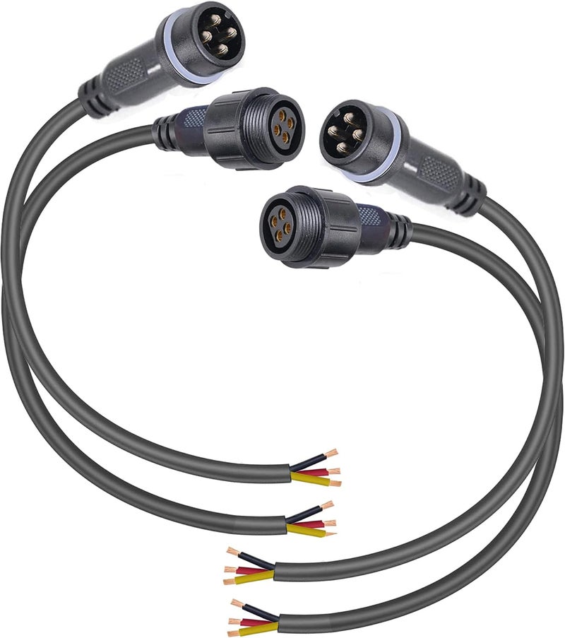 YETOR Waterproof Connectors 4 Wire,14AWG Male Female Plug LED Connector with 4Pin Waterproof Connectors,IP68 25CM Extension Cable for Car, Truck, Boat,LED Strip Lights,(2Pairs) - Image 1